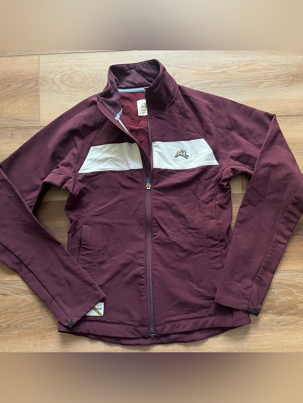 Tracksmith Eliot stretch Marroon full zip athletic jacket size XS *read